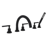 Rohl - Lombardia 5-Hole Deck Mount Tub Filler With C-Spout - Matte Black