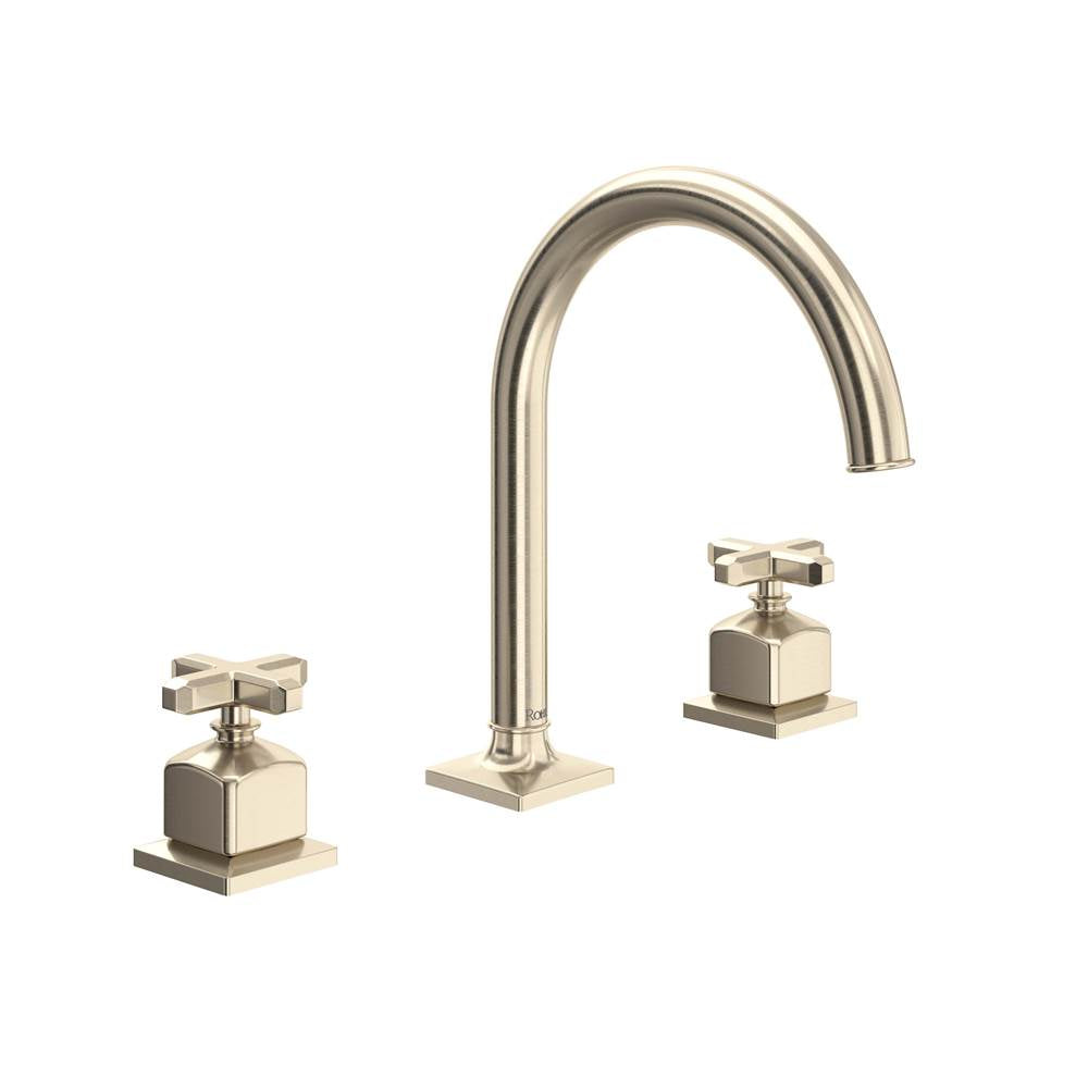 Rohl - ApothecaryE Widespread Lavatory Faucet With C-Spout - Satin Nickel