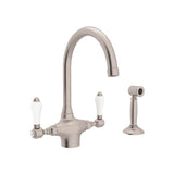 Rohl - San Julio Two Handle Kitchen Faucet With Side Spray - Satin Nickel