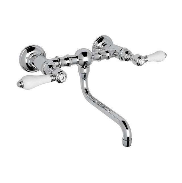 Rohl - Acqui Wall Mount Bridge Lavatory Faucet - Polished Chrome