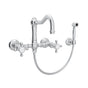 Rohl - Acqui Wall Mount Bridge Kitchen Faucet With Sidespray And Column Spout - Polished Chrome