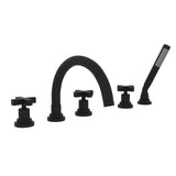 Rohl - Lombardia 5-Hole Deck Mount Tub Filler With C-Spout - Matte Black