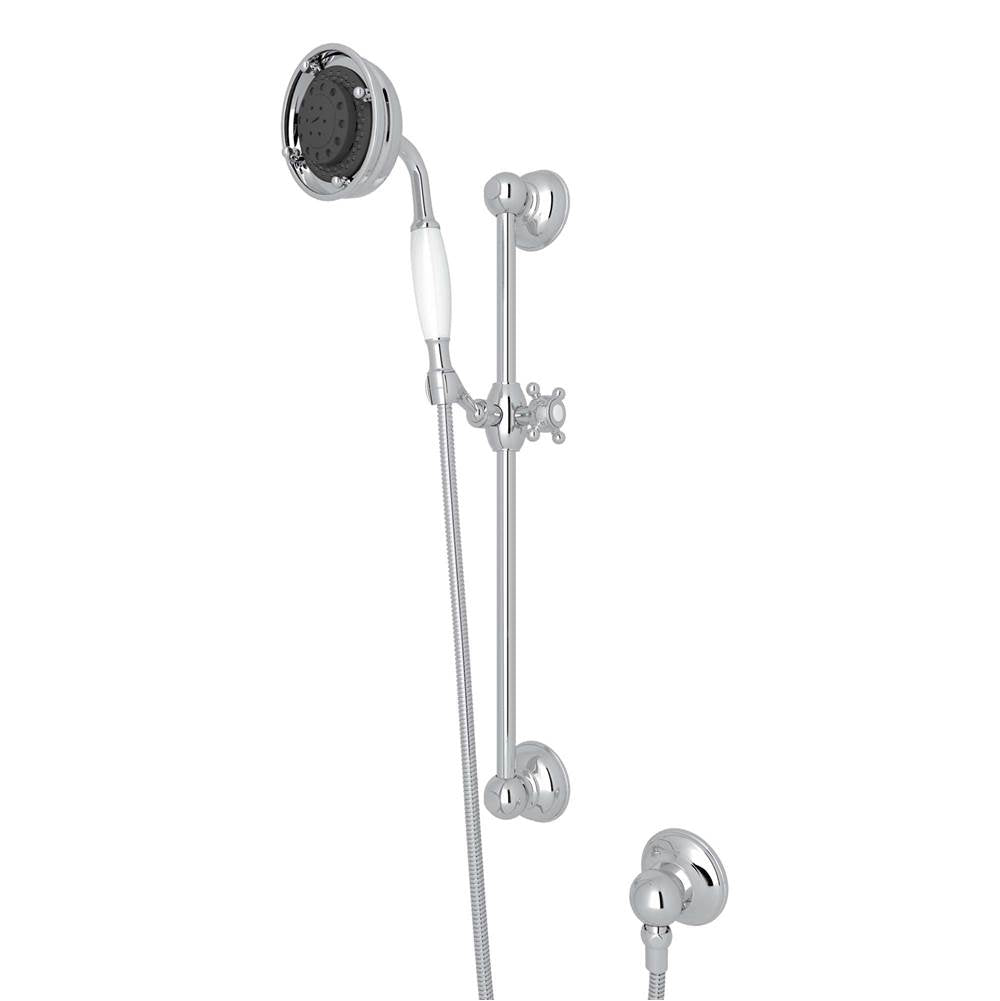 Rohl - Handshower Set With 22'' Slide Bar and 3-Function Handshower - Polished Chrome