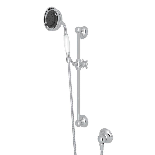 Rohl - Handshower Set With 22'' Slide Bar and 3-Function Handshower - Polished Chrome