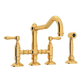 Rohl - Acqui Bridge Kitchen Faucet With Side Spray - Italian Brass