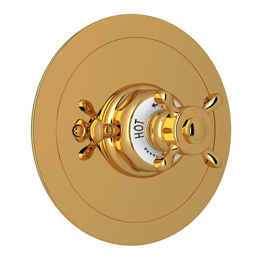 Rohl - EdwardianE 3/4'' Round Thermostatic Trim Without Volume Control - Unlacquered Brass