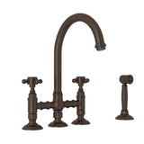 Rohl - San Julio Bridge Kitchen Faucet With Side Spray - Tuscan Brass