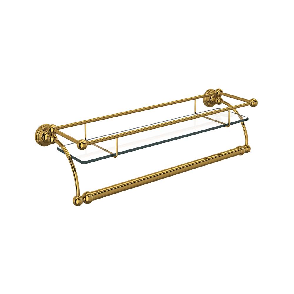 Rohl - Wall Mount Glass Vanity Shelf - Unlacquered Brass
