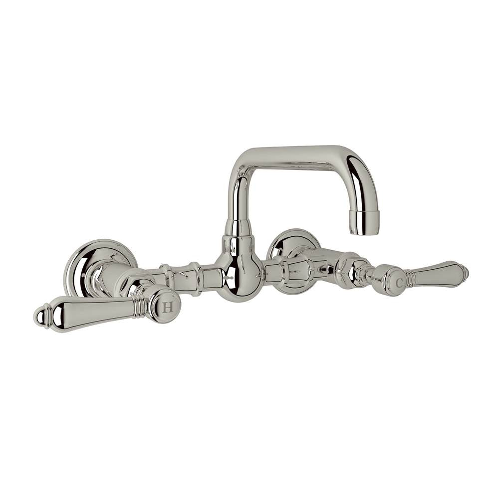 Rohl - Acqui Wall Mount Bridge Lavatory Faucet With U-Spout - Polished Nickel