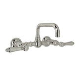 Rohl - Acqui Wall Mount Bridge Lavatory Faucet With U-Spout - Polished Nickel