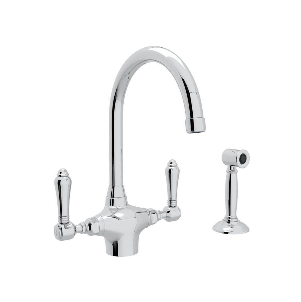 Rohl - San Julio Two Handle Kitchen Faucet With Side Spray - Polished Chrome