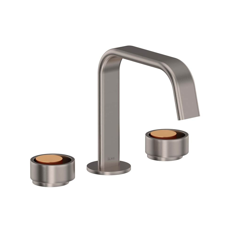 Rohl - EclissiE Widespread Lavatory Faucet With U-Spout - Satin Nickel With Satin Gold