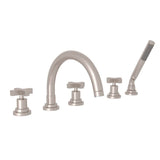 Rohl - Lombardia 5-Hole Deck Mount Tub Filler With C-Spout - Satin Nickel