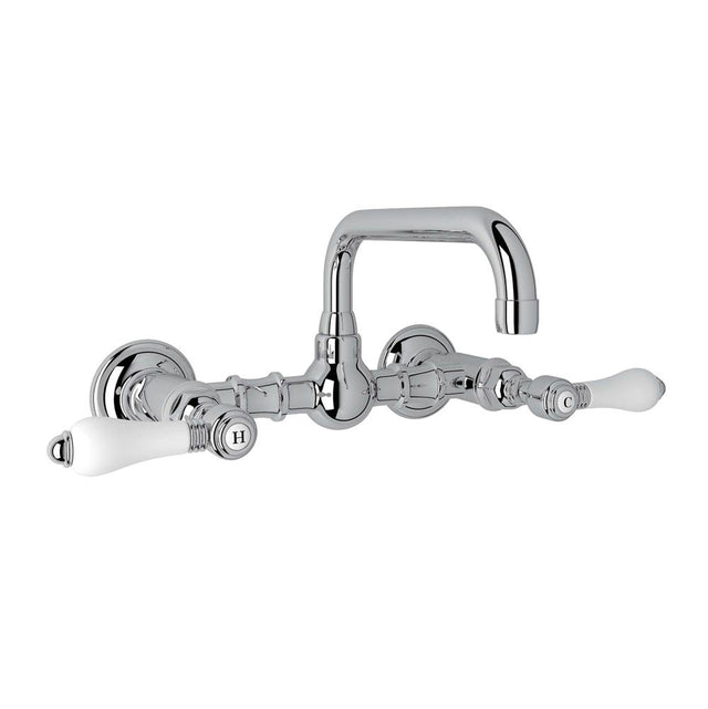 Rohl - Acqui Wall Mount Bridge Lavatory Faucet With U-Spout - Polished Chrome