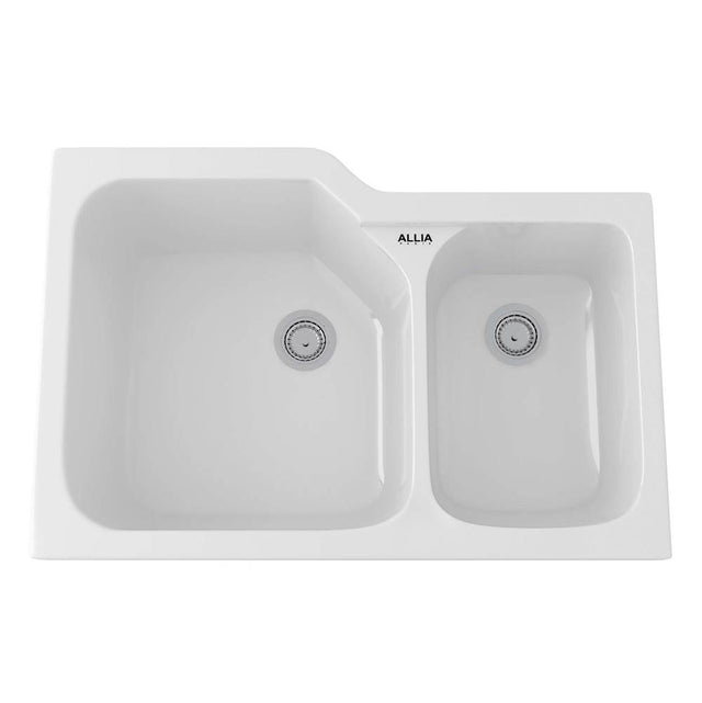 Rohl - AlliaE 33'' Fireclay 2 Bowl Undermount Kitchen Sink - White
