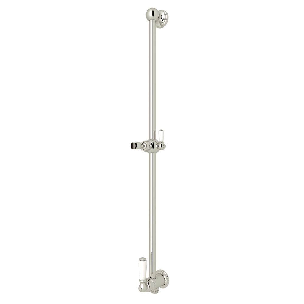 Rohl - 25'' Slide Bar With Integrated Volume Control And Outlet - Polished Nickel