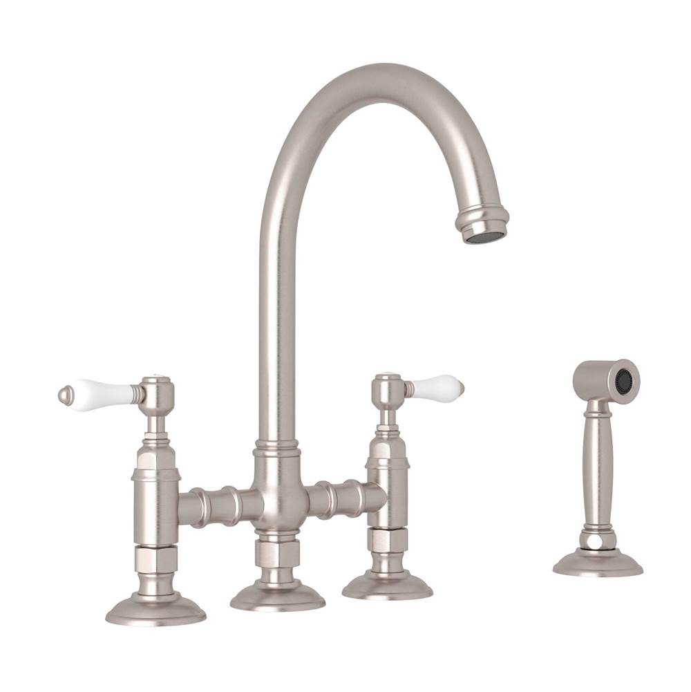 Rohl - San Julio Bridge Kitchen Faucet With Side Spray - Satin Nickel