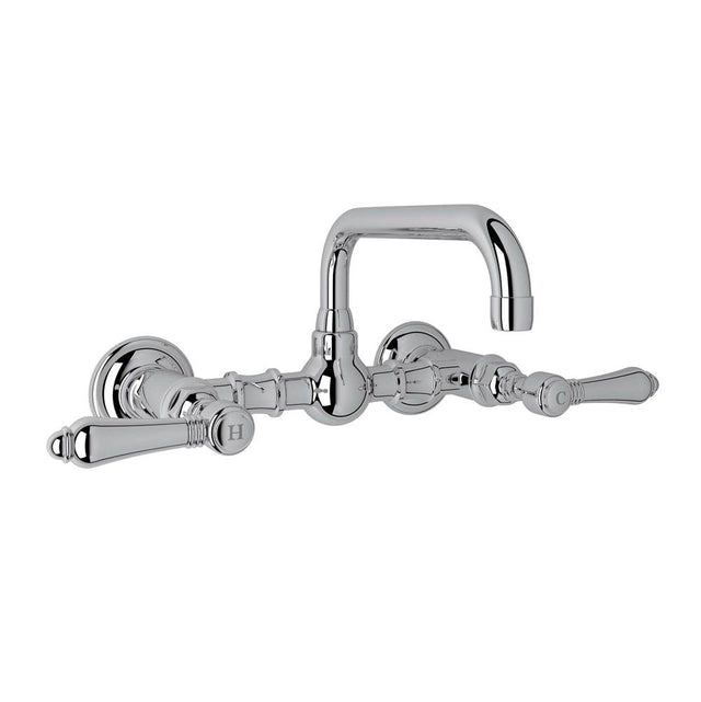 Rohl - Acqui Wall Mount Bridge Lavatory Faucet With U-Spout - Polished Chrome