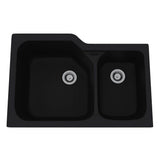 Rohl - AlliaE 33'' Fireclay 2 Bowl Undermount Kitchen Sink - Satin Black
