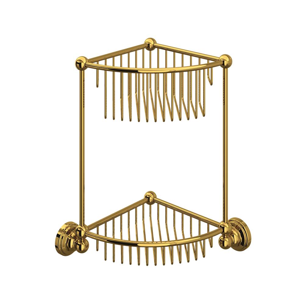 Rohl - Two Tier Corner Basket - Unlacquered Brass