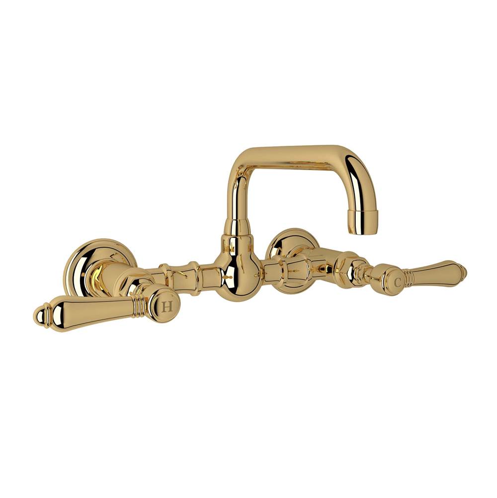 Rohl - Acqui Wall Mount Bridge Lavatory Faucet With U-Spout - Italian Brass