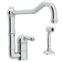 Rohl - Acqui Extended Spout Kitchen Faucet With Side Spray - Polished Chrome
