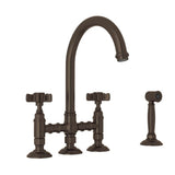 Rohl - San Julio Bridge Kitchen Faucet With Side Spray - Tuscan Brass