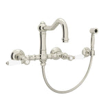 Rohl - Acqui Wall Mount Bridge Kitchen Faucet With Sidespray And Column Spout - Polished Nickel