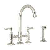 Rohl - San Julio Bridge Kitchen Faucet With Side Spray - Polished Nickel