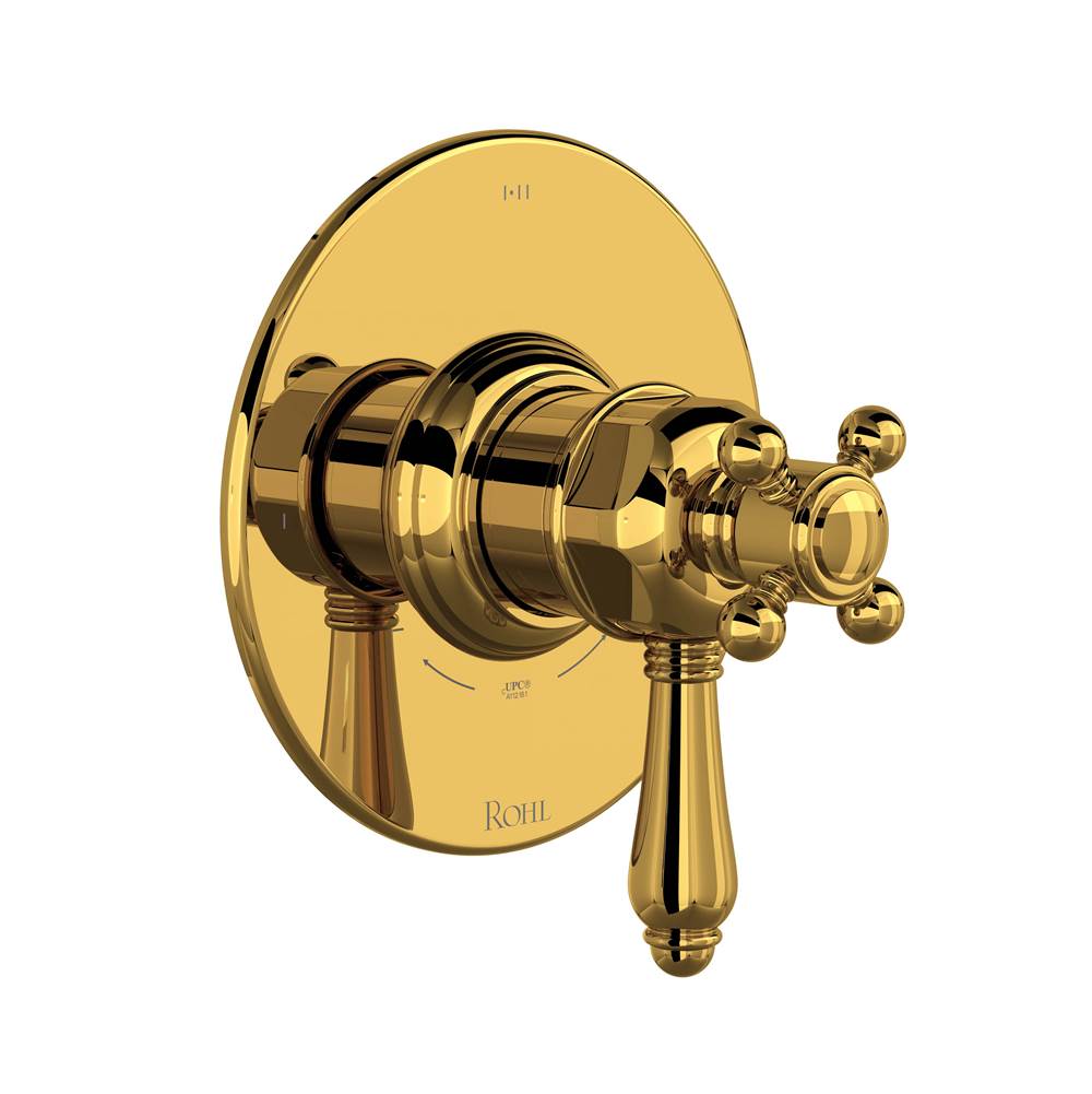 Rohl - 1/2'' Therm & Pressure Balance Trim With 3 Functions - Unlacquered Brass