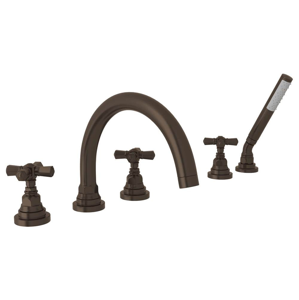 Rohl - San GiovanniE 5-Hole Deck Mount Tub Filler - Tuscan Brass