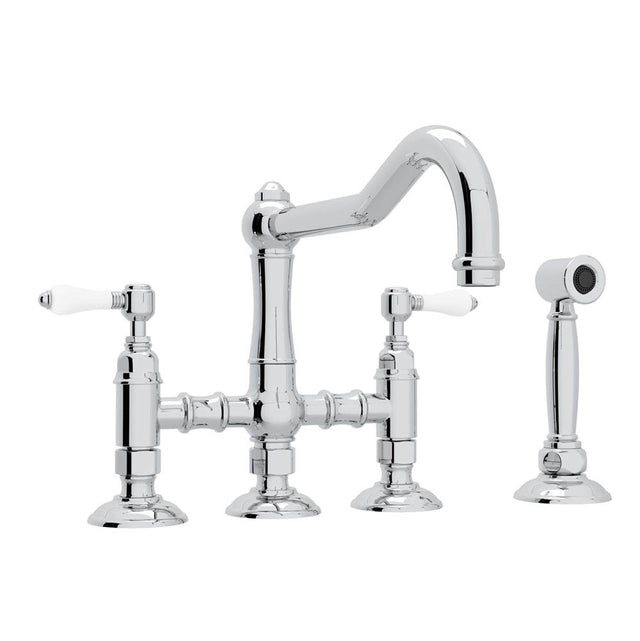 Rohl - Acqui Bridge Kitchen Faucet With Side Spray - Polished Chrome