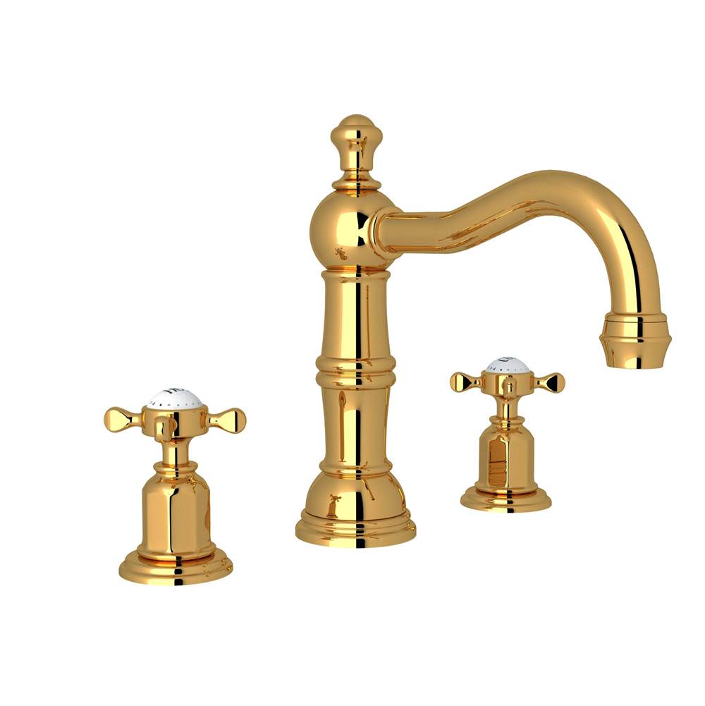 Rohl - EdwardianE Widespread Lavatory Faucet With Column Spout - Unlacquered Brass