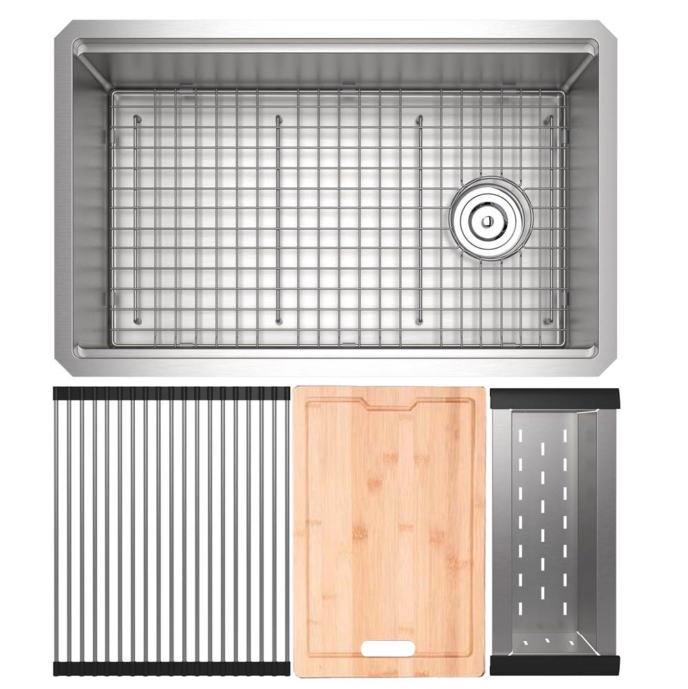 Rohl - CulinarioE 30'' Stainless Steel Chef/Workstation Sink With Accessories - Brushed Stainless Steel