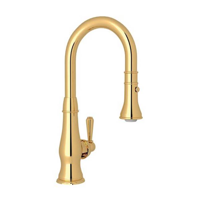 Rohl - Lombardia Pull-Down Bar/Food Prep Kitchen Faucet - Unlacquered Brass