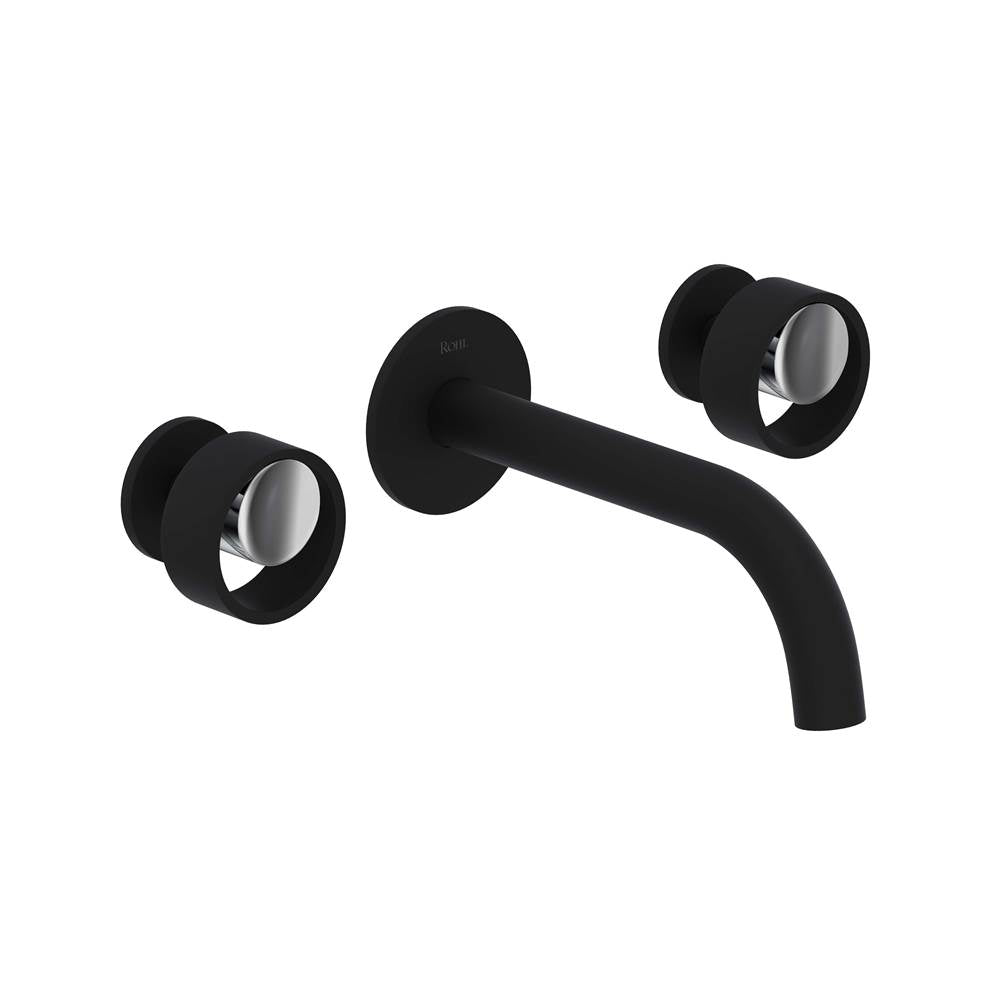 Rohl - EclissiE Wall Mount Lavatory Faucet Trim With C-Spout - Matte Black With Polished Chrome