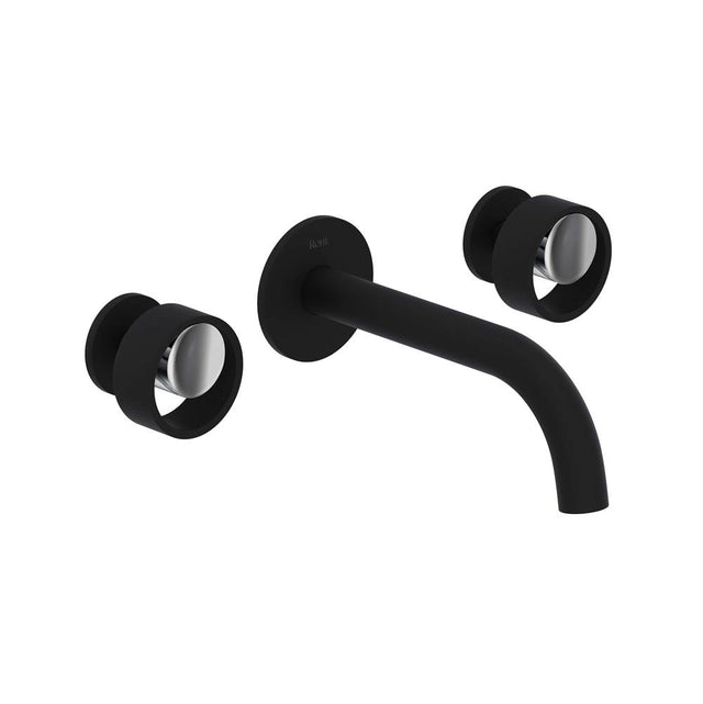 Rohl - EclissiE Wall Mount Lavatory Faucet Trim With C-Spout - Matte Black With Polished Chrome