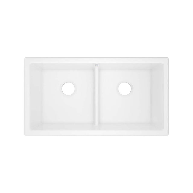 Rohl - ShakerE 33'' Double Bowl Undermount Fireclay Kitchen Sink - White (WH)