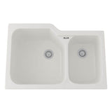 Rohl - AlliaE 33'' Fireclay 2 Bowl Undermount Kitchen Sink - Pergame