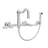 Rohl - Acqui Wall Mount Bridge Kitchen Faucet With Sidespray And Column Spout - Polished Chrome