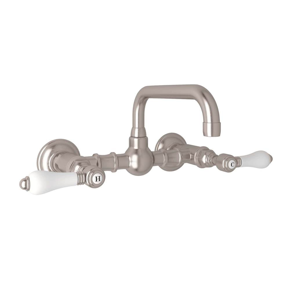Rohl - Acqui Wall Mount Bridge Lavatory Faucet With U-Spout - Satin Nickel