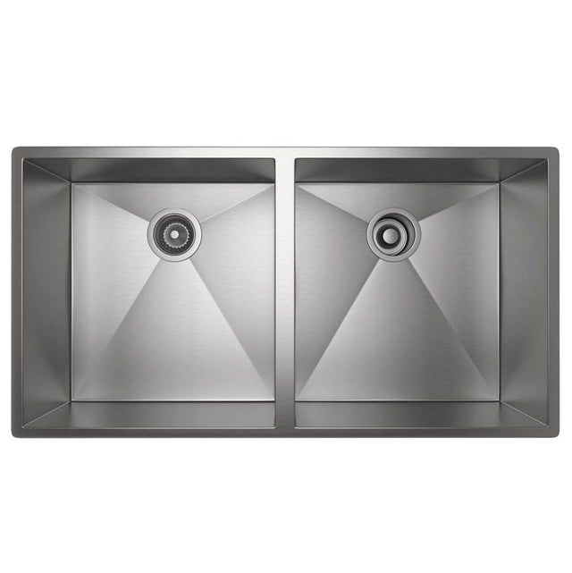 Rohl - ForzeE 35'' Double Bowl Stainless Steel Kitchen Sink - Brushed Stainless Steel