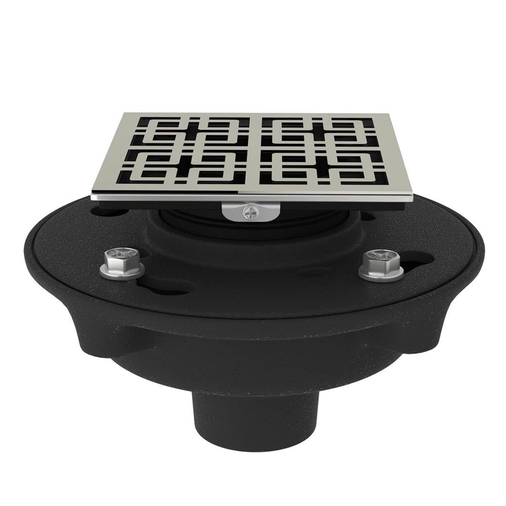 Rohl - Cast Iron 2'' No Hub Drain Kit With 3142 Weave Decorative Cover - Polished Nickel
