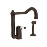 Rohl - Acqui Extended Spout Kitchen Faucet With Side Spray - Tuscan Brass