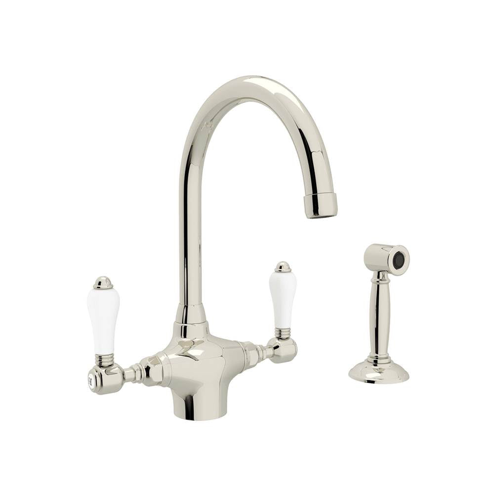 Rohl - San Julio Two Handle Kitchen Faucet With Side Spray - Polished Nickel