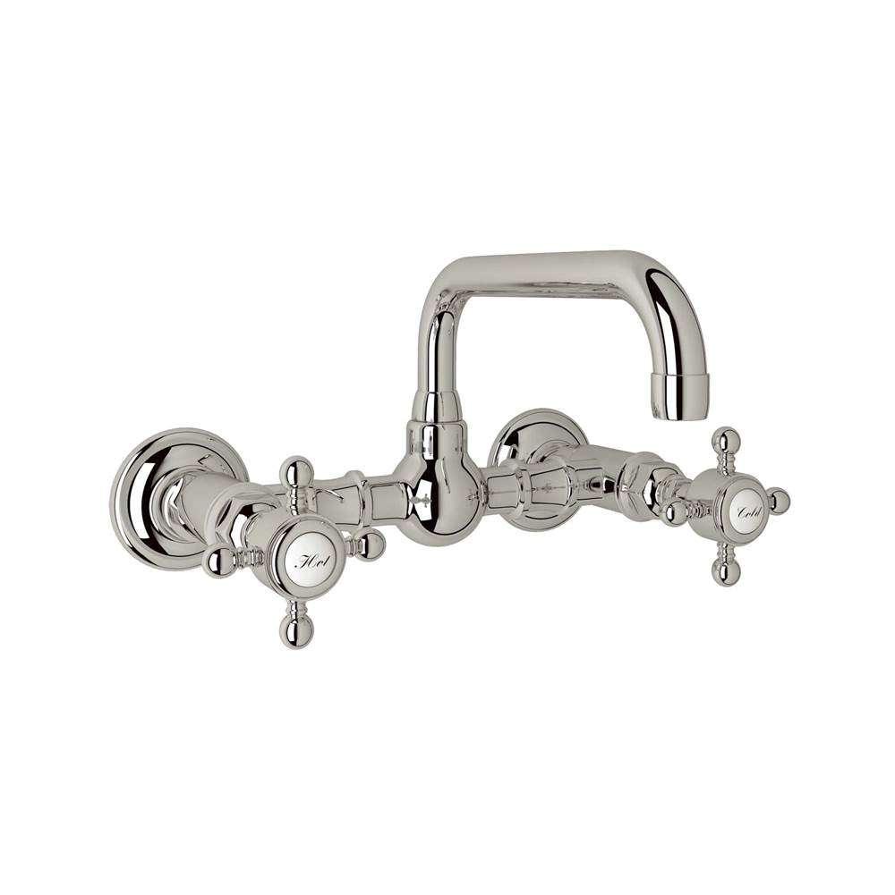 Rohl - Acqui Wall Mount Bridge Lavatory Faucet With U-Spout - Polished Nickel
