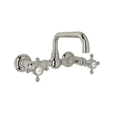 Rohl - Acqui Wall Mount Bridge Lavatory Faucet With U-Spout - Polished Nickel