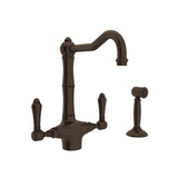 Rohl - Acqui Two Handle Kitchen Faucet With Side Spray - Tuscan Brass