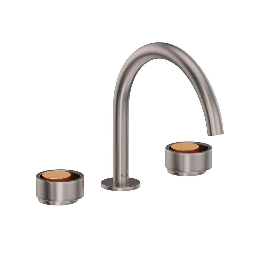 Rohl - EclissiE Widespread Lavatory Faucet With C-Spout - Satin Nickel With Satin Gold