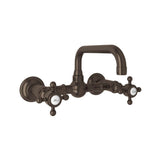 Rohl - Acqui Wall Mount Bridge Lavatory Faucet With U-Spout - Tuscan Brass